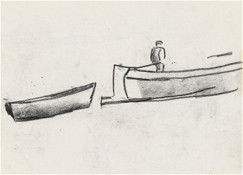 Schetsblad met een schip met een man aan boord (1891)