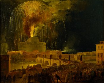 La Girandola Fireworks From Castel Sant’angelo In Rome (1830s)