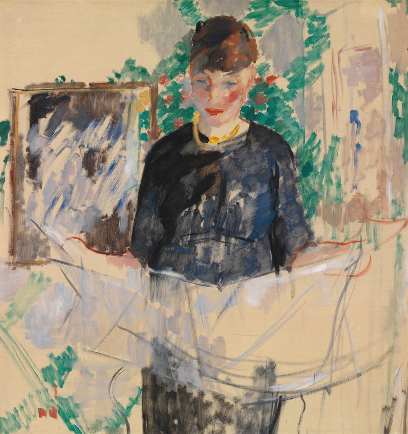 Woman in Black Reading a Newspaper (1912)