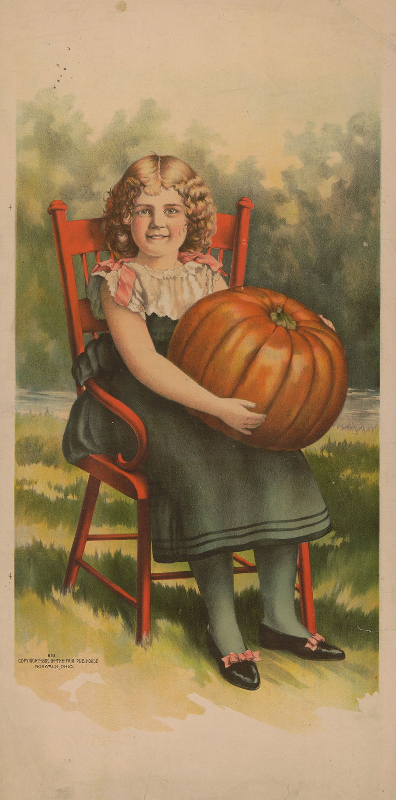 Girl in red chair with pumpkin (1899)