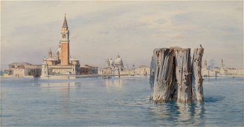 Ansicht von San Giorgio Maggiore und Santa Maria della Salute in Venedig (1854)